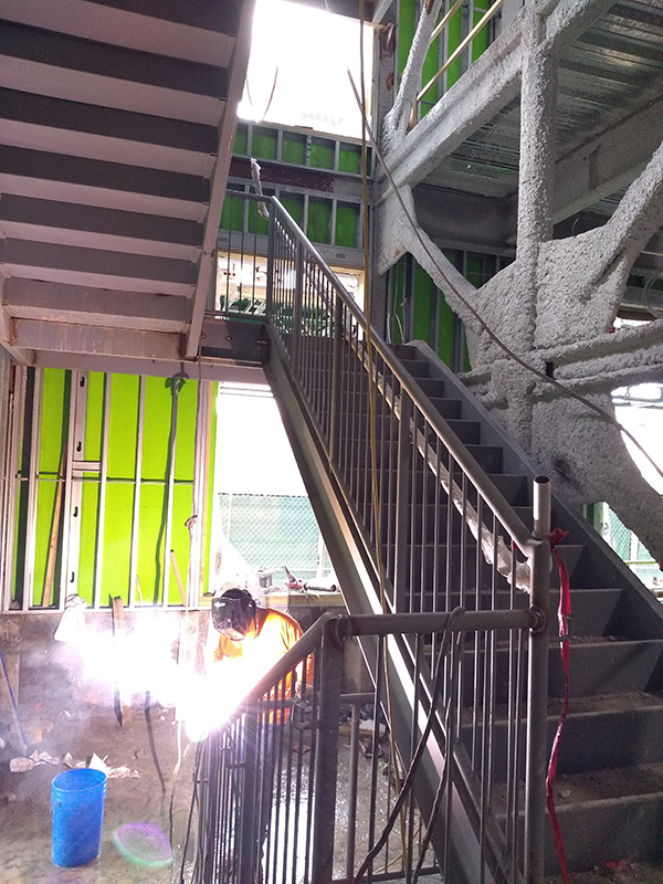 structural steel stair installation