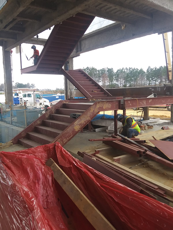 structural steel stair installation